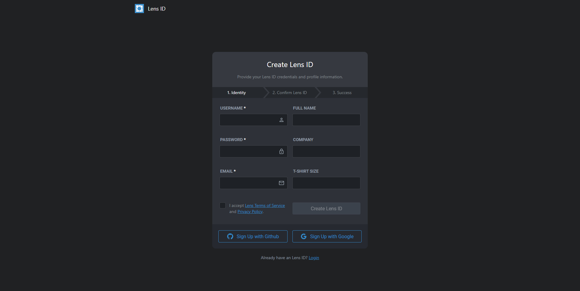 Lens ID interface displaying lens information and EXIF data