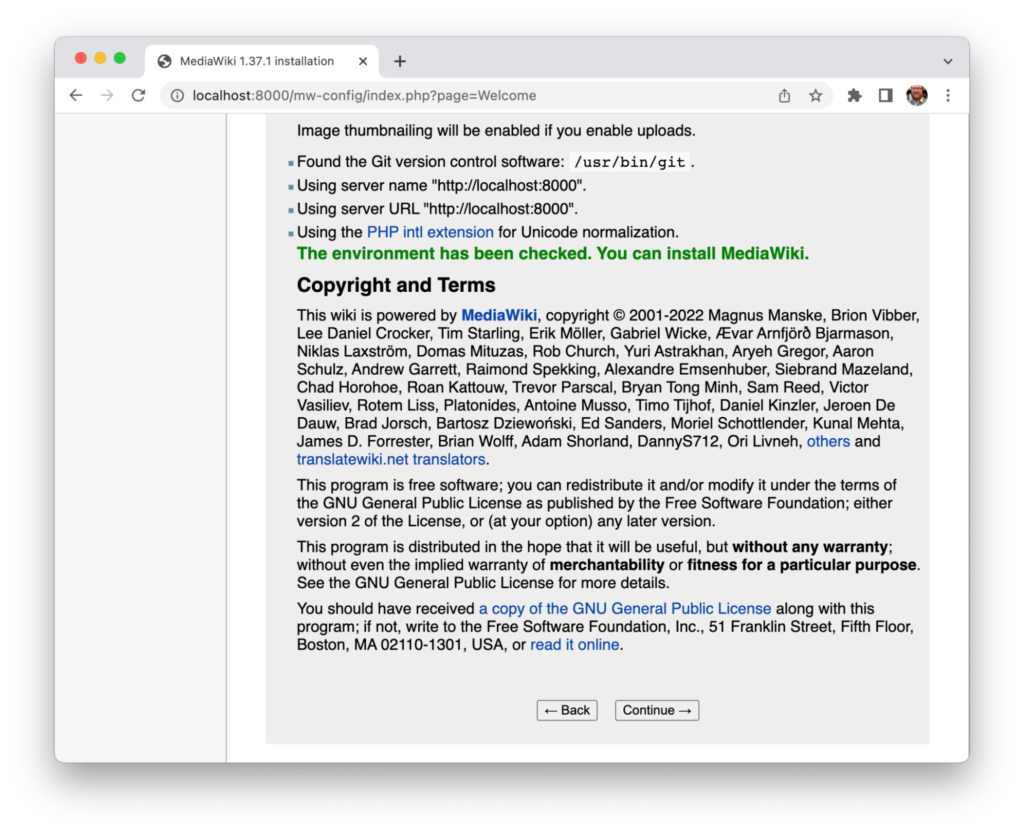 Screenshot of installation confirmation in the browser.