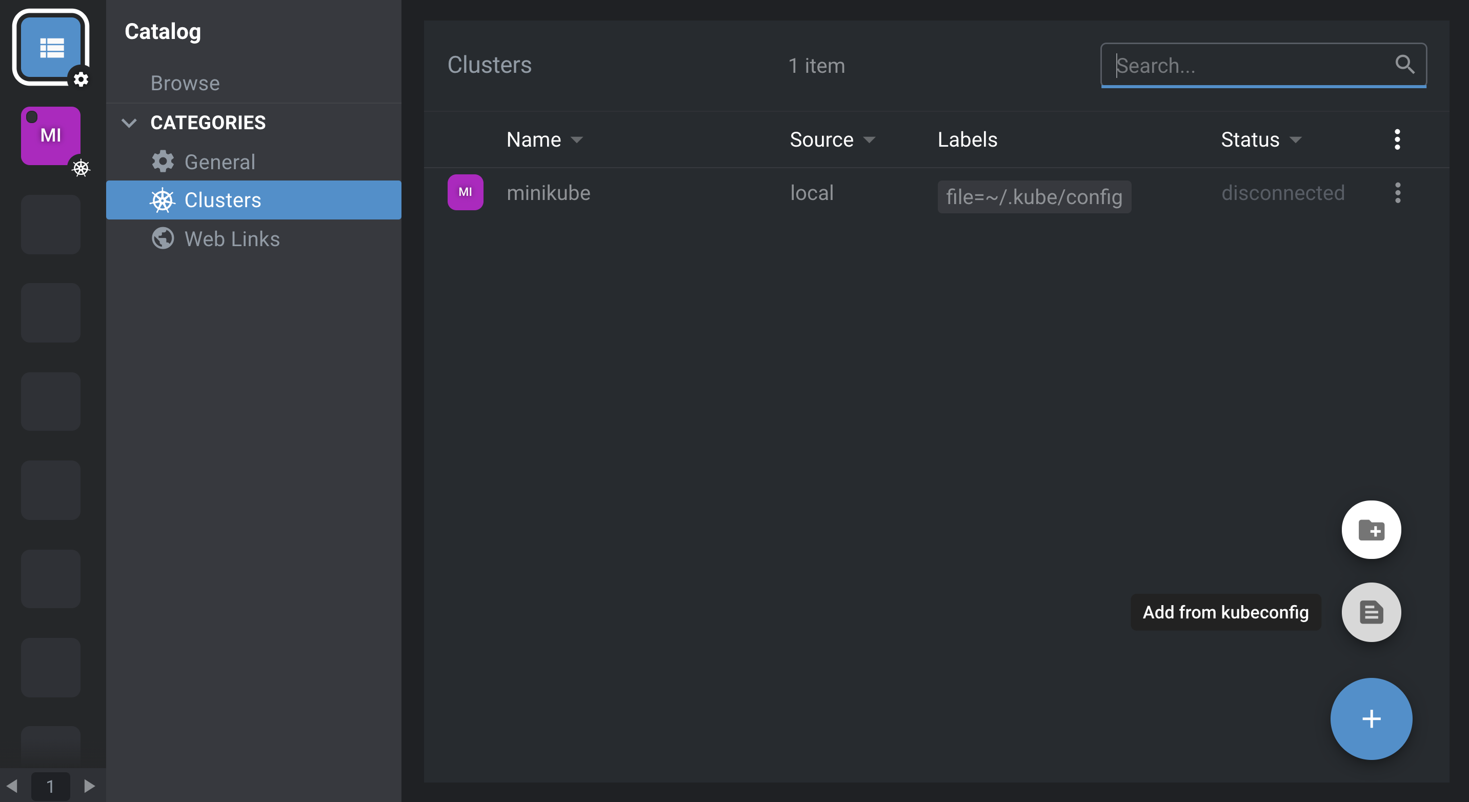 Interface with a prominent blue plus icon for adding new items