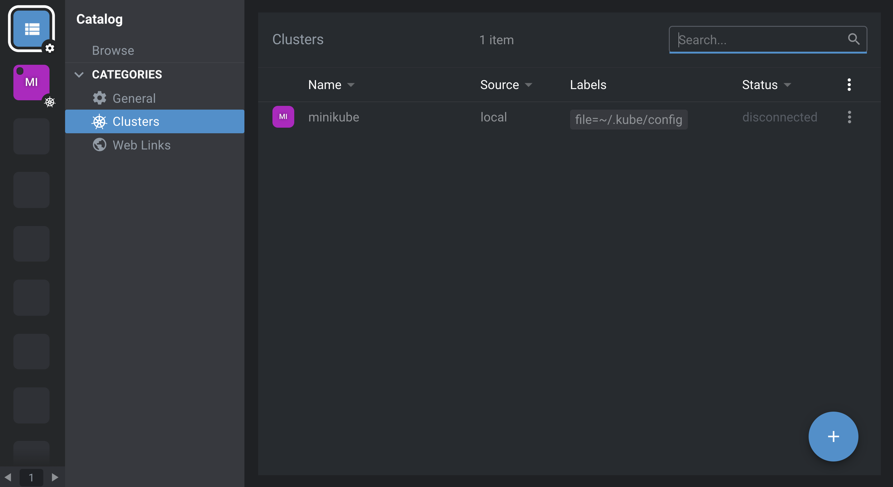 Catalog interface showcasing a list of available applications