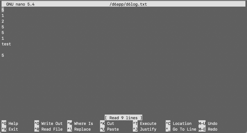 Contents of the d6log.txt file