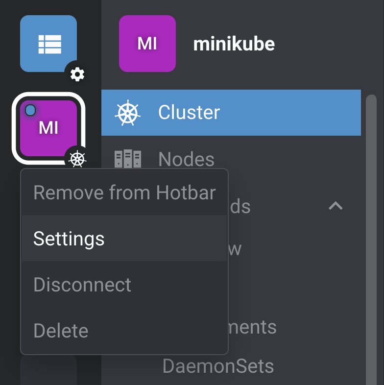 Settings interface with various configuration options